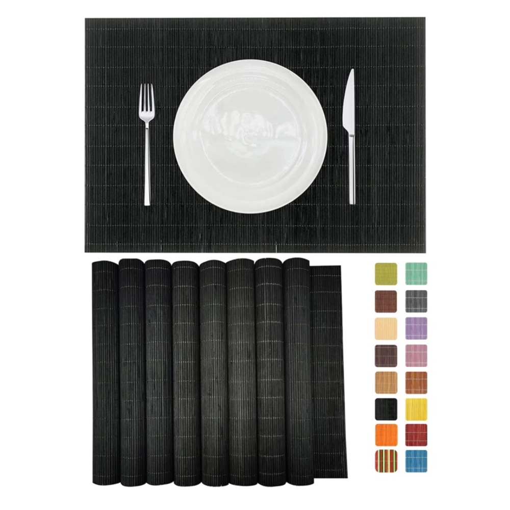 Black Bamboo Placemats -Set of 8